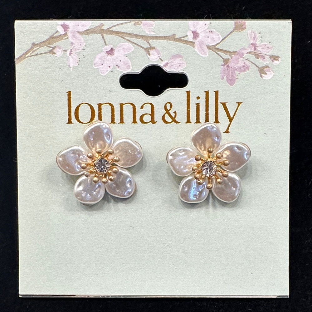 lonna & lilly Pearl Floral Stud Earrings
